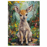 Van Gogh-Style Baby Deer Canvas Painting – Whimsical Forest Fawn in Bright Impressionist Colors on Ready to Hang 1.5" Thick Canvas Wrap, Floating Framed Canvas, Flat Rolled Canvas