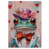 Victorian Charm: Whimsical Green Frog in a European Suit and Hat Delightful Heartfelt Artwork on Ready to Hang 1.5" Thick Canvas Wrap, Floating Framed Canvas, Flat Rolled Canvas