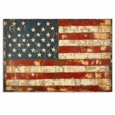 Rustic American Flag in Vintage Folk Art Style with Distressed Texture, Aged Red White and Blue Stripes, and Weathered Stars for Timeless Patriotic Charm on Ready to Hang 1.5" Thick Canvas Wrap, Floating Framed Canvas, Flat Rolled Canvas