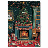 Whimsical Christmas Tree Folk Art – Colorful Holiday Wall Print with Ornaments and Snowflakes on Ready to Hang 1.5" Thick Canvas Wrap, Floating Framed Canvas, Flat Rolled Canvas