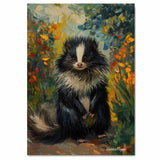 Van Gogh Style Fluffy Skunk Canvas – Vibrant Woodland Animal Portrait with Colorful Floral Background on Ready to Hang 1.5" Thick Canvas Wrap, Floating Framed Canvas, Flat Rolled Canvas