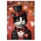 Aristocratic Feline: Tuxedo Cat in a Refined Hat and European Elegant Suit Sophisticated Classic Painting on Ready to Hang 1.5" Thick Canvas Wrap, Floating Framed Canvas, Flat Rolled Canvas
