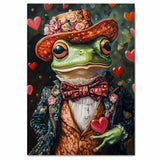 Aristocratic Charm: Whimsical Green Frog in a Victorian-Era Suit and Hat Elegant Heartfelt Artwork on Ready to Hang 1.5" Thick Canvas Wrap, Floating Framed Canvas, Flat Rolled Canvas