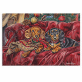 Christmas Canvas - "Dachshund Dreams: Vintage-Inspired Ephemera Art" - Victorian Portraits of Adorable Doxies on Ready to Hang 1.5" Thick Canvas Wrap, Floating Framed Canvas, Flat Rolled Canvas