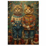 Christmas Kittens in Sweaters and Boots Adorable Holiday Cat Painting Festive Winter Scene for Cozy Home Office Seasonal Decoration or Christmas Gift on Ready to Hang 1.5" Thick Canvas Wrap, Floating Framed Canvas, Flat Rolled Canvas