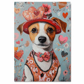 Victorian Grace: Jack Russell Dog in an Elegant European Dress and Hat A Hearty Artwork on Ready to Hang 1.5" Thick Canvas Wrap, Floating Framed Canvas, Flat Rolled Canvas