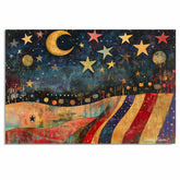 4th of July Independence Day Folk Artwork Wall Art – Decorative Patriotic on Ready to Hang 1.5" Thick Canvas Wrap, Floating Framed Canvas, Flat Rolled Canvas