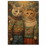 Christmas Kittens in Holiday Sweaters Adorable Cat Painting Festive Winter Scene Perfect for Cozy Home Office Seasonal Decoration or Christmas Gift on Ready to Hang 1.5" Thick Canvas Wrap, Floating Framed Canvas, Flat Rolled Canvas