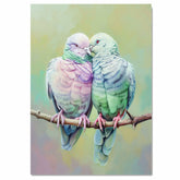 Pastel Colored Doves in a Loving Embrace Capturing Romance and Peace Ideal for Serene Spaces and Special Occasions like Anniversaries or Weddings on Ready to Hang 1.5" Thick Canvas Wrap, Floating Framed Canvas, Flat Rolled Canvas