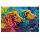 Color Splash Dachshund Abstract Art Print Modern Expressionist Pet Portrait in Bold Bright Swirls for Living Room Office Pet Lovers Unique Dog Wall Decor on Ready to Hang 1.5" Thick Canvas Wrap, Floating Framed Canvas, Flat Rolled Canvas