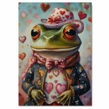 Elegant Whimsy: Green Frog in a Victorian European Suit and Hat Charming Heartfelt Artwork on Ready to Hang 1.5" Thick Canvas Wrap, Floating Framed Canvas, Flat Rolled Canvas