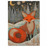 Mystical Winter Fox Canvas – Ornate Red Fox in Snowy Forest Under Moonlight and Sparkling Snowflakes on Ready to Hang 1.5" Thick Canvas Wrap, Floating Framed Canvas, Flat Rolled Canvas
