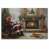 Warm Fireside Christmas with Santa and Dog – Classic Holiday Canvas Print for Home Décor on Ready to Hang 1.5" Thick Canvas Wrap, Floating Framed Canvas, Flat Rolled Canvas