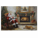 Warm Fireside Christmas with Santa and Dog – Classic Holiday Canvas Print for Home Décor on Ready to Hang 1.5" Thick Canvas Wrap, Floating Framed Canvas, Flat Rolled Canvas