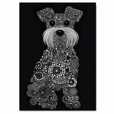 Modern Miniature Schnauzer Dog Made of Dots and Circles Hand Drawn Art Bold Black and White Design Perfect for Home Wall Decor Living Room Bedroom or Gift on Ready to Hang 1.5" Thick Canvas Wrap, Floating Framed Canvas, Flat Rolled Canvas
