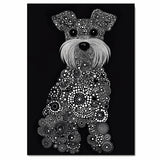 Modern Miniature Schnauzer Dog Made of Dots and Circles Hand Drawn Art Bold Black and White Design Perfect for Home Wall Decor Living Room Bedroom or Gift on Ready to Hang 1.5" Thick Canvas Wrap, Floating Framed Canvas, Flat Rolled Canvas