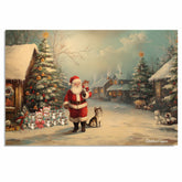 Paws and Claws Christmas Village - Santa Surrounded by Furry Friends in a Festive Pet-Friendly Wonderland on Ready to Hang 1.5" Thick Canvas Wrap, Floating Framed Canvas, Flat Rolled Canvas
