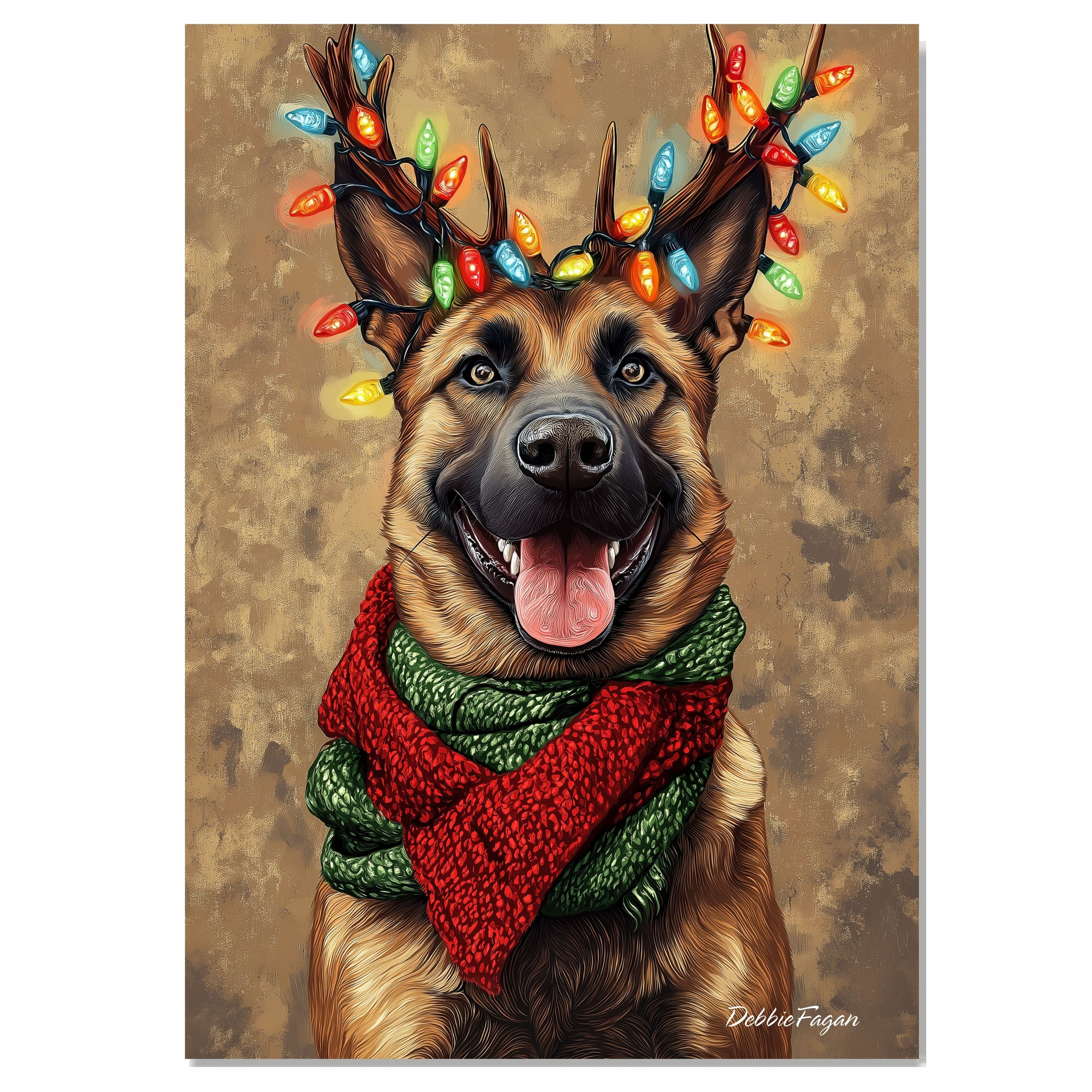 Rustic Cheer Belgian Malinois Dog with Christmas Lights Cozy