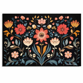 Folk Art Floral Canvas Print – Colorful Symmetrical Flower Design with Vintage Decorative Charm on Ready to Hang 1.5" Thick Canvas Wrap, Floating Framed Canvas, Flat Rolled Canvas