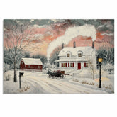 Holiday Farmhouse – Cozy Winter Home with Snow and Sleigh on Ready to Hang 1.5" Thick Canvas Wrap, Floating Framed Canvas, Flat Rolled Canvas