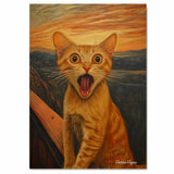 Surprised Orange Cat Canvas Painting – Expressive Sunset Scene with Whimsical Feline Emotion on Ready to Hang 1.5" Thick Canvas Wrap, Floating Framed Canvas, Flat Rolled Canvas
