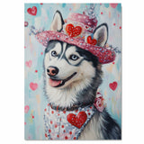 Lucky Pack: Siberian Husky with Puppies Dressed in St. Patrick's Day Outfits on Ready to Hang 1.5" Thick Canvas Wrap, Floating Framed Canvas, Flat Rolled Canvas