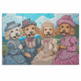 Victorian Poodle Art Print Featuring Four Adorable Dogs in Vintage Dresses A Hand Drawn Whimsical Dog Illustration for Unique Home Wall or Gift Decor on Ready to Hang 1.5" Thick Canvas Wrap, Floating Framed Canvas, Flat Rolled Canvas