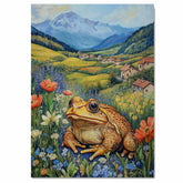Cheerful Toad in Wildflower Meadow Bright Hand Painted Art Vibrant Countryside Scene Perfect for Home Wall Decor Living Room Bedroom Office or Nature Lovers on Ready to Hang 1.5" Thick Canvas Wrap, Floating Framed Canvas, Flat Rolled Canvas