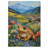 Cheerful Toad in Wildflower Meadow Bright Hand Painted Art Vibrant Countryside Scene Perfect for Home Wall Decor Living Room Bedroom Office or Nature Lovers on Ready to Hang 1.5" Thick Canvas Wrap, Floating Framed Canvas, Flat Rolled Canvas