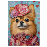 Dashing Look: Chihuahua in a Striking Red Suit and Hat on Ready to Hang 1.5" Thick Canvas Wrap, Floating Framed Canvas, Flat Rolled Canvas
