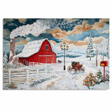 Rustic Winter Escape – Cozy Snowy House and Sleigh Ride Print on Ready to Hang 1.5" Thick Canvas Wrap, Floating Framed Canvas, Flat Rolled Canvas