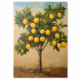 Full Lemon Tree with Ripe Fruit and Leaves Vintage Style Botanical Illustration for Kitchen or Dining Room Rustic Farmhouse Citrus Orchard Art Print on Ready to Hang 1.5" Thick Canvas Wrap, Floating Framed Canvas, Flat Rolled Canvas
