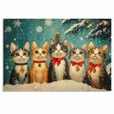 "Frosty Fun: Five Kittens in a Winter Wonderland" Cutie Cats in the Snow on Ready to Hang 1.5" Thick Canvas Wrap, Floating Framed Canvas, Flat Rolled Canvas