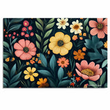 Vibrant Floral Canvas Print – Colorful Hand-Painted Folk Art Flowers with Lush Botanical Detail on Ready to Hang 1.5" Thick Canvas Wrap, Floating Framed Canvas, Flat Rolled Canvas