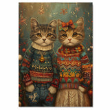 Christmas Kittens in Festive Sweaters Adorable Holiday Cat Painting Whimsical Winter Scene Perfect for Cozy Home Office Seasonal Decoration or Gift on Ready to Hang 1.5" Thick Canvas Wrap, Floating Framed Canvas, Flat Rolled Canvas