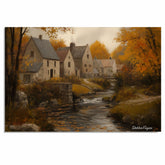 Still Waters, Golden Leaves – Fall Countryside Canvas Art on Ready to Hang 1.5" Thick Canvas Wrap, Floating Framed Canvas, Flat Rolled Canvas