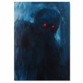 Chilling Presence: Dark Human Figure with Glowing Red Eyes Haunting Spooky Artwork on Ready to Hang 1.5" Thick Canvas Wrap, Floating Framed Canvas, Flat Rolled Canvas