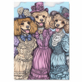 Charming Poodles in Victorian Dresses Hand Drawn Colorful Art Cheerful and Elegant Perfect for Home Wall Decor Living Room Bedroom or Unique Gift for Dog Lovers on Ready to Hang 1.5" Thick Canvas Wrap, Floating Framed Canvas, Flat Rolled Canvas