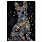 Colorful Abstract Dog Made of Dots and Circles Hand Drawn Art Bold Modern Design Perfect for Home Wall Decor Living Room Bedroom Office or Gift for Dog Lovers on Ready to Hang 1.5" Thick Canvas Wrap, Floating Framed Canvas, Flat Rolled Canvas