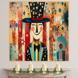 4th of July Independence Day Folk Artwork – Decorative Patriotic on Ready to Hang 1.5" Thick Canvas Wrap, Floating Framed Canvas, Flat Rolled Canvas