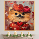 Timeless Style: Chihuahua in a Bold Red Ensemble with Hat on Ready to Hang 1.5" Thick Canvas Wrap, Floating Framed Canvas, Flat Rolled Canvas