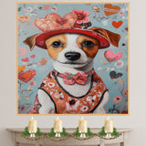Victorian Grace: Jack Russell Dog in an Elegant European Dress and Hat A Hearty Artwork on Ready to Hang 1.5" Thick Canvas Wrap, Floating Framed Canvas, Flat Rolled Canvas