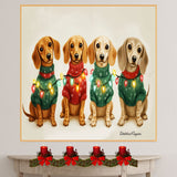 Christmas Canvas  - Dachshund Snuggles - Adorable Dogs in Cozy Sweaters Wrapped in Colorful Christmas Lights on Ready to Hang 1.5" Thick Canvas Wrap, Floating Framed Canvas, Flat Rolled Canvas