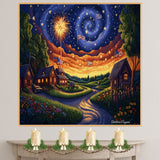4th of July Flags & Swirled Sky American Dreamscape – Decorative Patriotic on Ready to Hang 1.5" Thick Canvas Wrap, Floating Framed Canvas, Flat Rolled Canvas