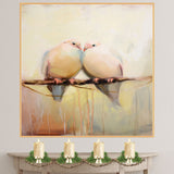 Romantic Doves in Soft Pastel Style Symbolizing Love and Peace Minimalist Bird Painting for Tranquil Living Spaces or Thoughtful Gift for Couples on Ready to Hang 1.5" Thick Canvas Wrap, Floating Framed Canvas, Flat Rolled Canvas