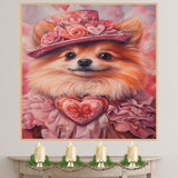 Elegant Flair: Chihuahua in a Lovely Pink Dress and Hat on Ready to Hang 1.5" Thick Canvas Wrap, Floating Framed Canvas, Flat Rolled Canvas