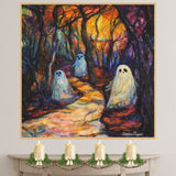 Spirits of the Painted Forest – Colorful Ghosts on a Twisted Path on Ready to Hang 1.5" Thick Canvas Wrap, Floating Framed Canvas, Flat Rolled Canvas