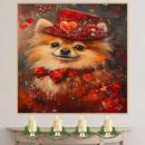 Charming Attire: Chihuahua in a Rich Red Outfit with Hat on Ready to Hang 1.5" Thick Canvas Wrap, Floating Framed Canvas, Flat Rolled Canvas
