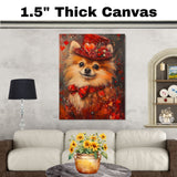Charming Attire: Chihuahua in a Rich Red Outfit with Hat on Ready to Hang 1.5" Thick Canvas Wrap, Floating Framed Canvas, Flat Rolled Canvas