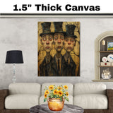 Expressive Trio of Men in Top Hats Moody Hand Painted Art Dark and Dramatic Portrait Perfect for Home Wall Decor Living Room Bedroom Office or Gift on Ready to Hang 1.5" Thick Canvas Wrap, Floating Framed Canvas, Flat Rolled Canvas